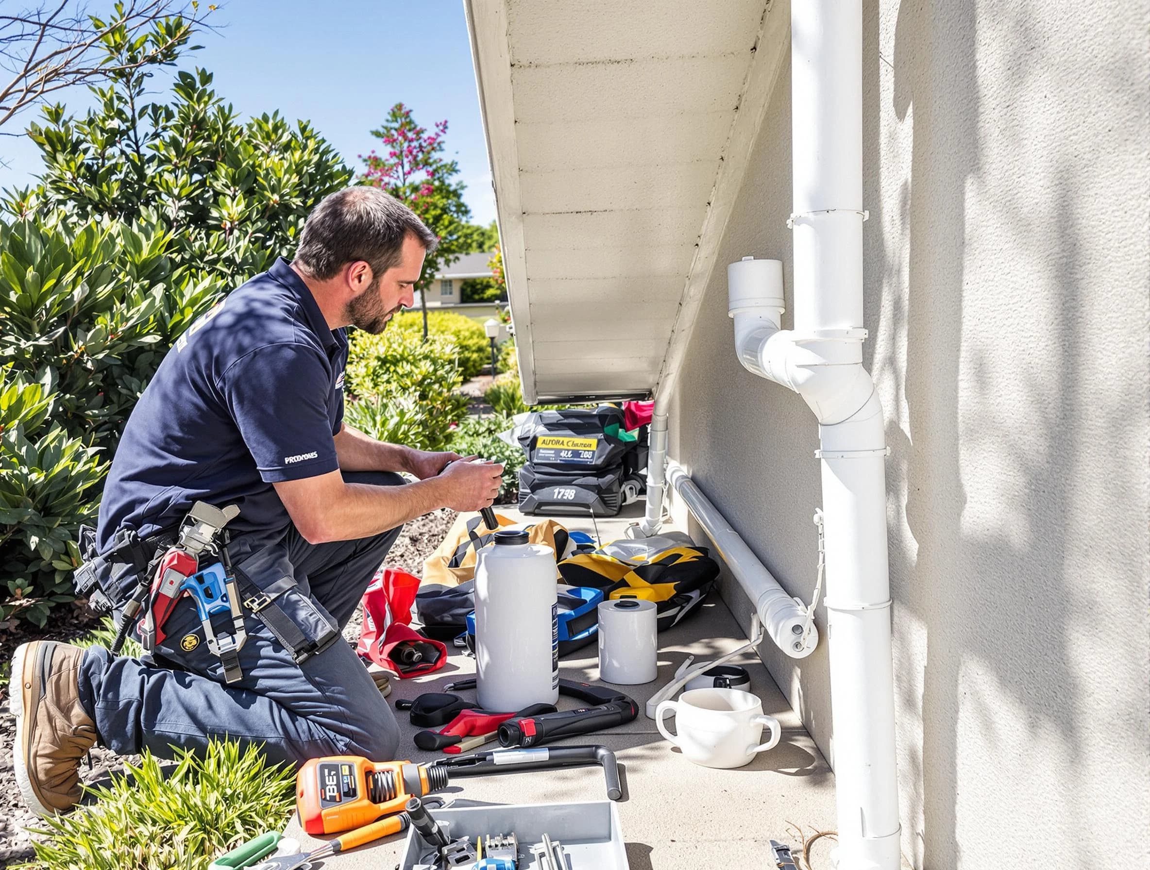 Avon Lake Roofing Company expert fixing a downspout in Avon Lake, OH