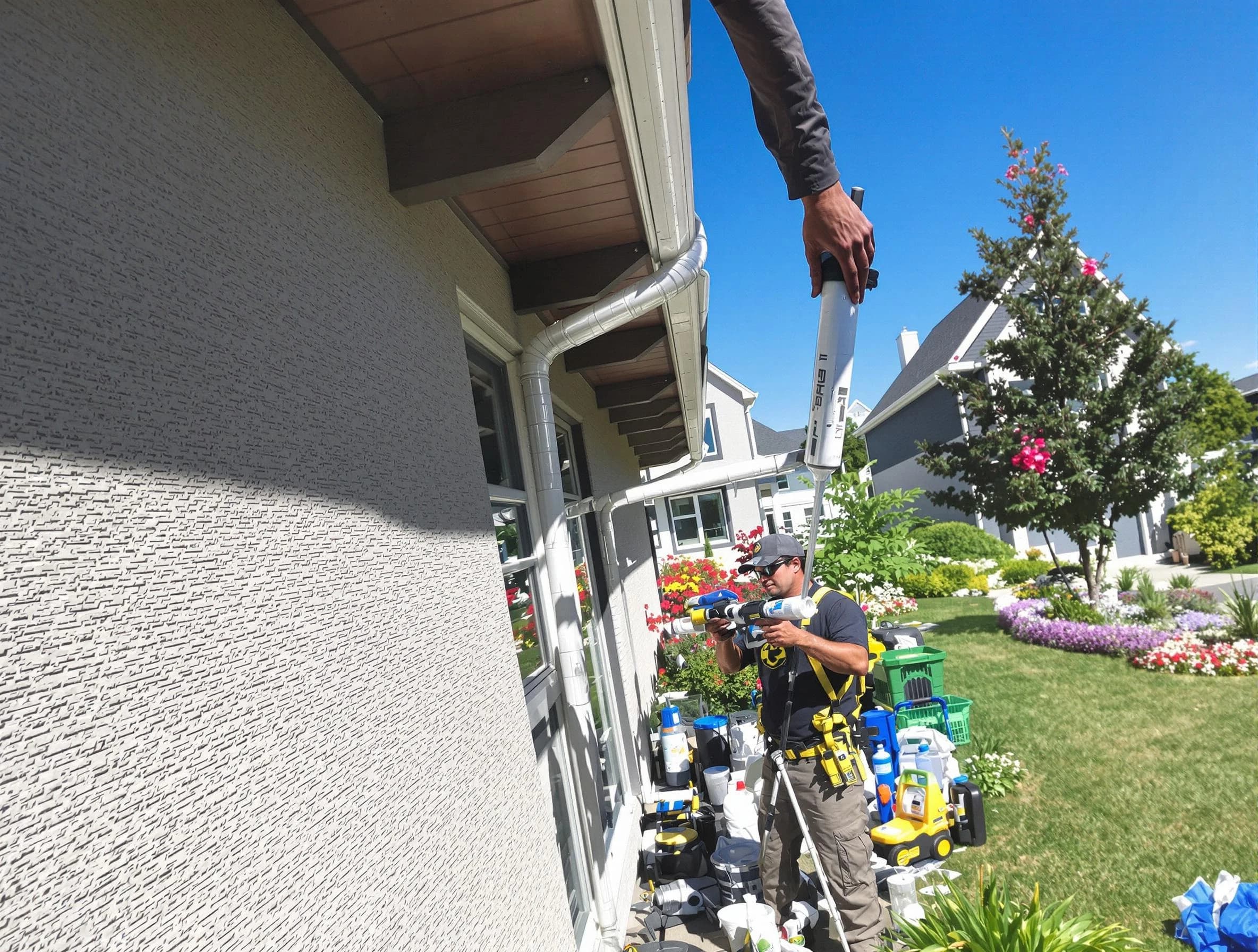 Reinforced downspout bracket installed by Avon Lake Roofing Company in Avon Lake, OH