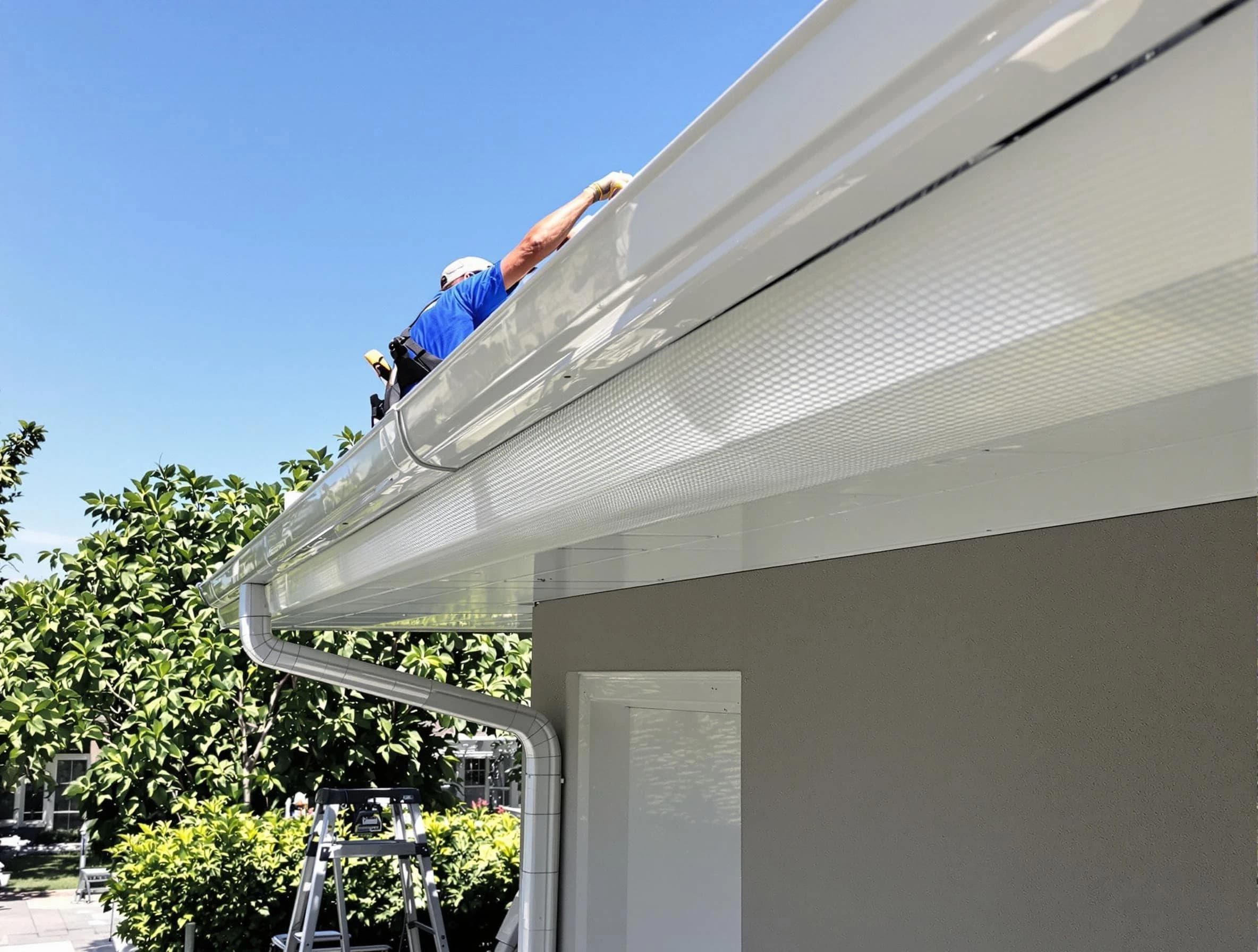 Debris-free gutter guard system by Avon Lake Roofing Company in Avon Lake, OH