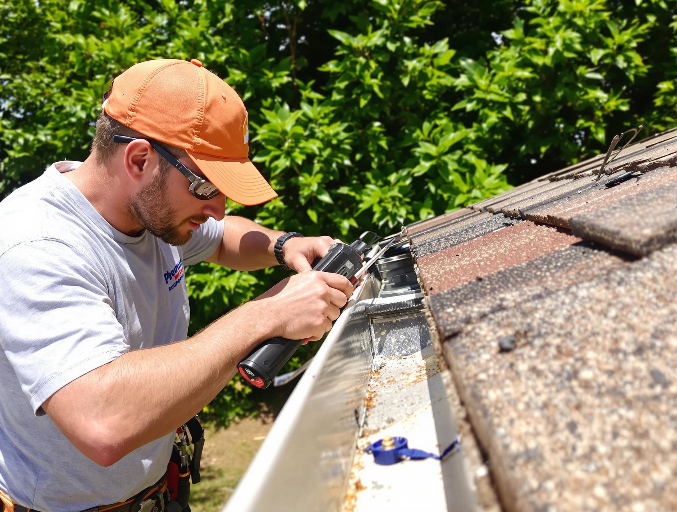 Avon Lake Roofing Company specialists conducting a gutter repair in Avon Lake, OH