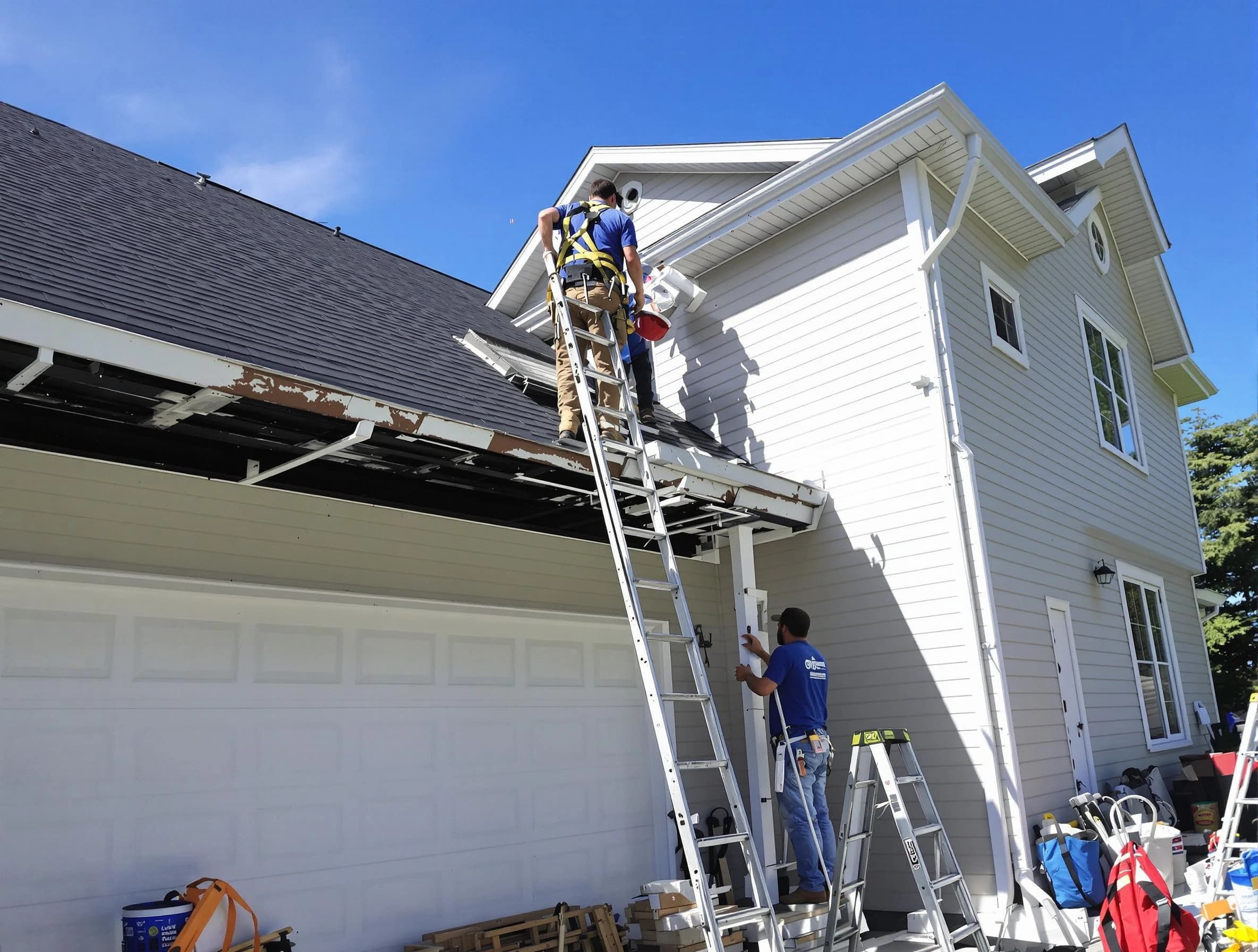 Newly replaced gutters by Avon Lake Roofing Company in Avon Lake, OH