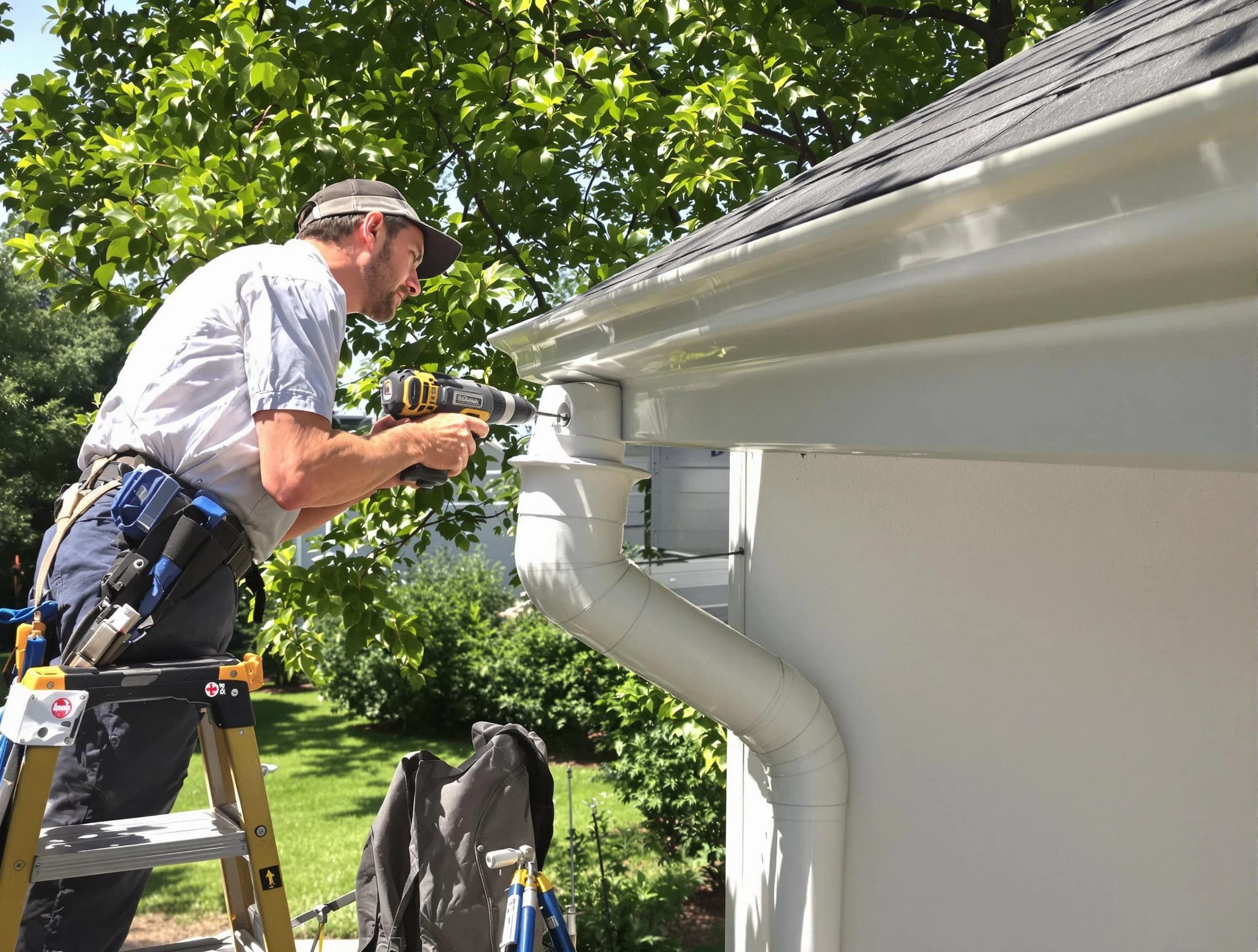 Properly installed rain gutters by Avon Lake Roofing Company in Avon Lake, OH