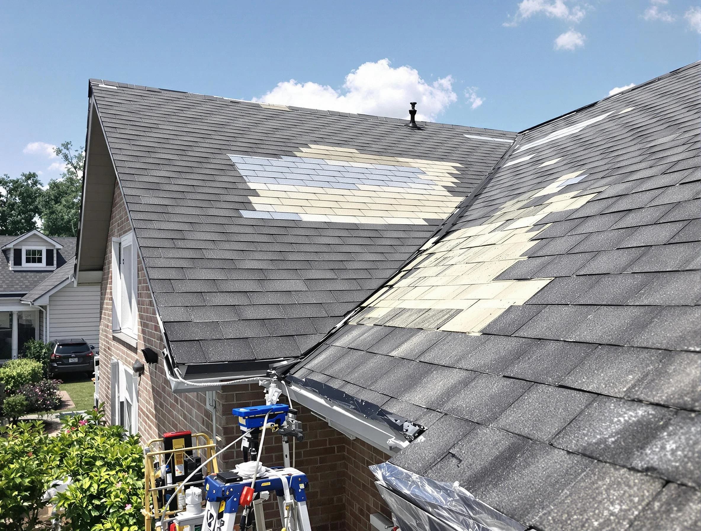 Close-up of roof repairs by Avon Lake Roofing Company in Avon Lake, OH