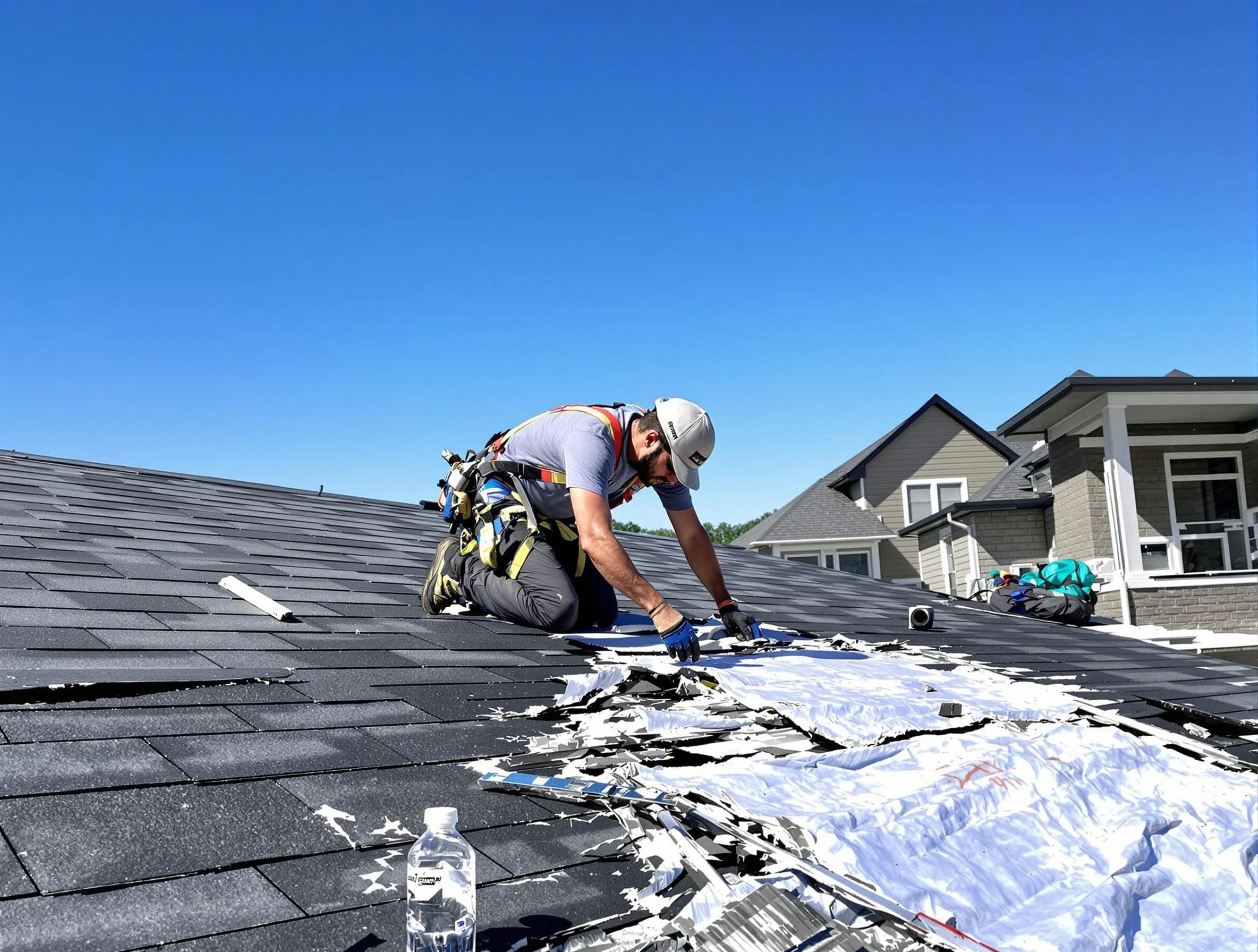 Avon Lake Roofing Company repairing a roof section in Avon Lake, OH