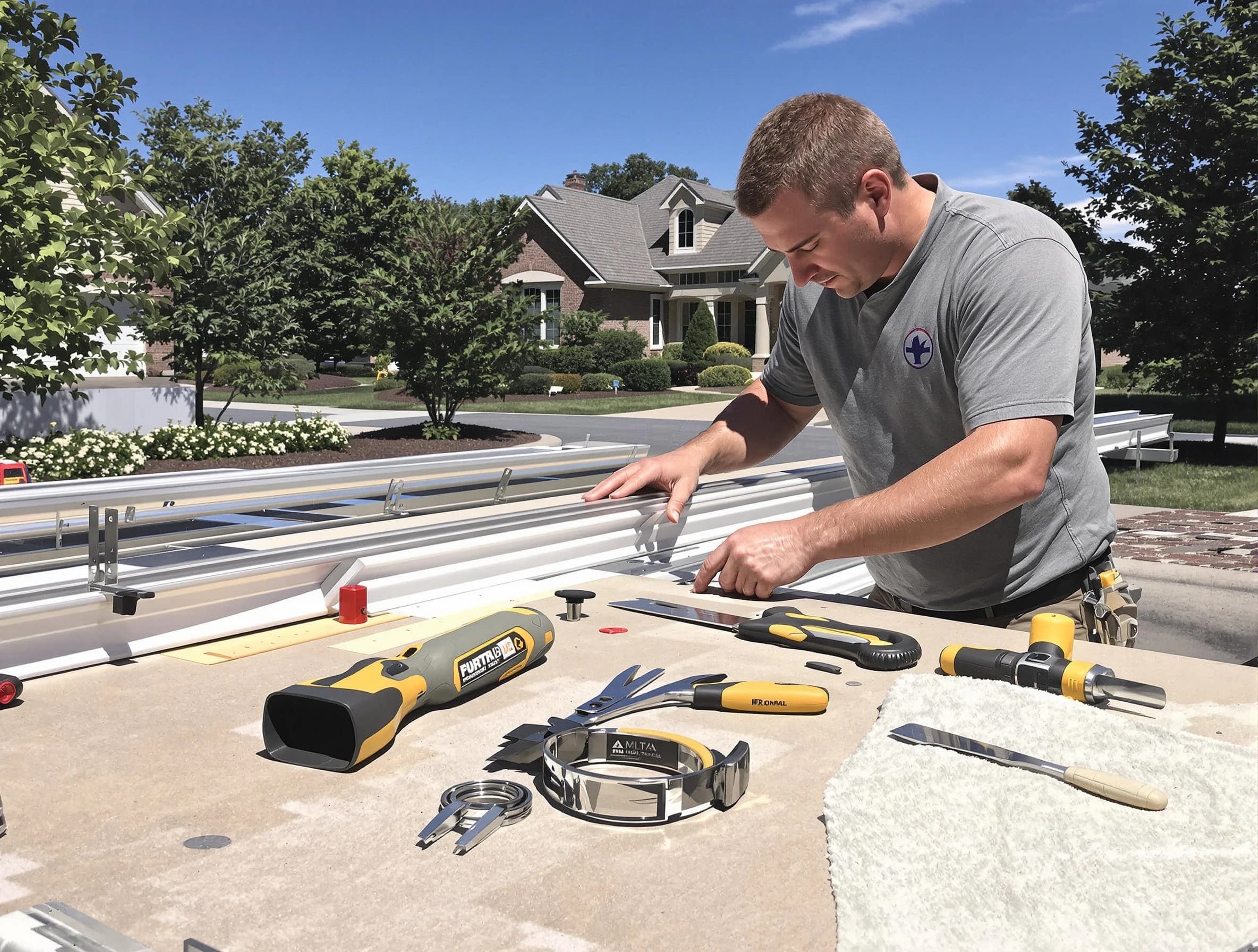 Freshly installed seamless gutter by Avon Lake Roofing Company in Avon Lake, OH